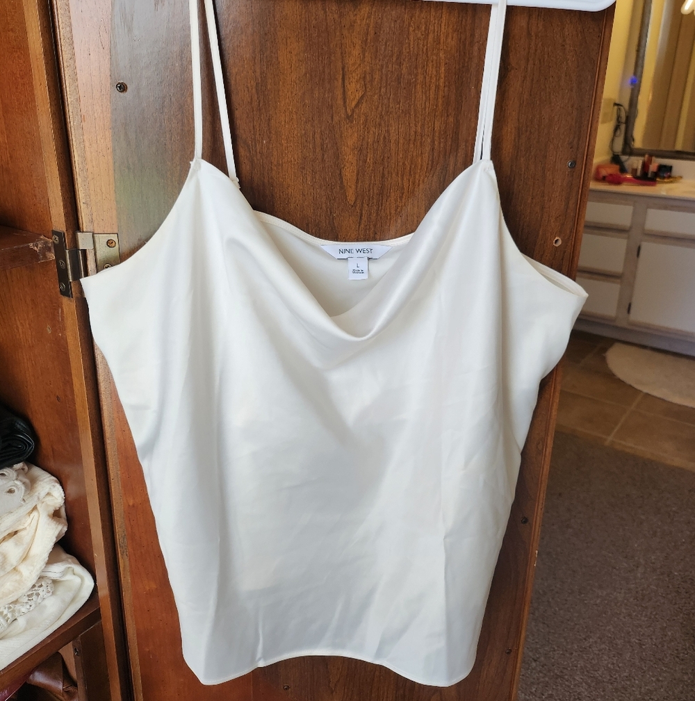 Nine West Women's White Cowl Neck Camisole